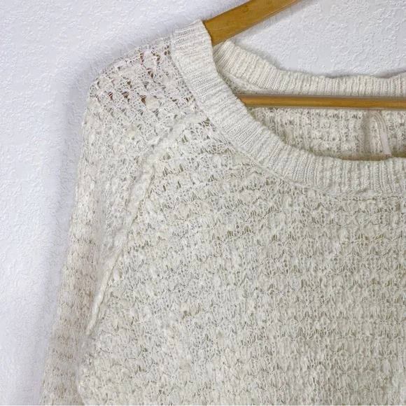 Free People Ivory Textured Wool Blend Knit Pullover Sweater - Picture 3 of 8